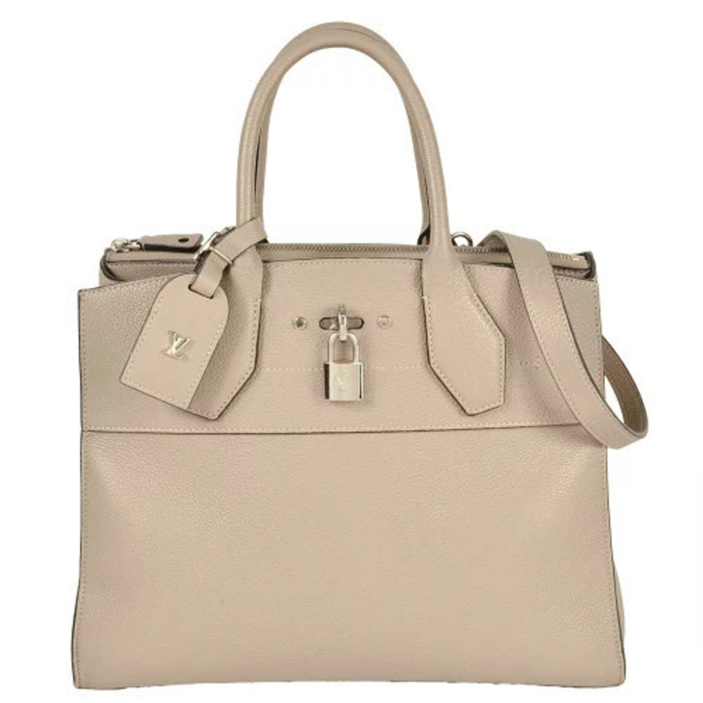 Louis Vuitton City Steamer Handbag Leather Galet Beige
